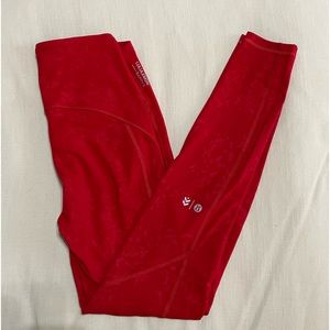 lululemon Printed Red Full-Length Leggings
